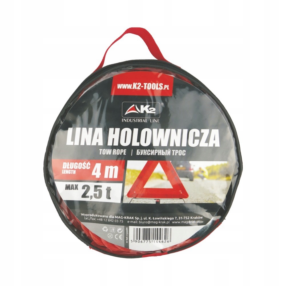 Lina linka holownicza K2 do 2500 kg 4 m Uciąg 2500 kg