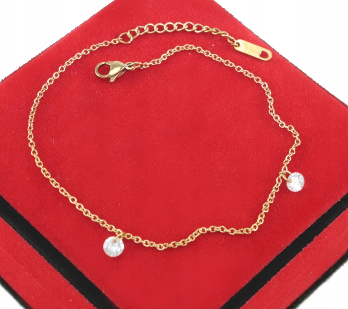 

Bransoletka Złota Na Nogę Kryształki Stal 316 L