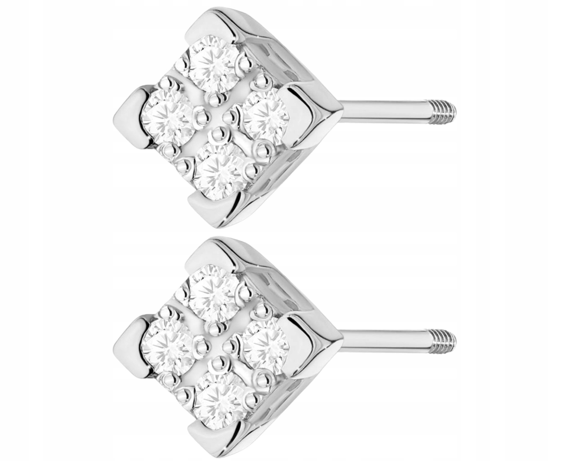 Bílé Zlato Náušnice S Diamanty Na Šroubovací Tyči Zlato 585 Dárek