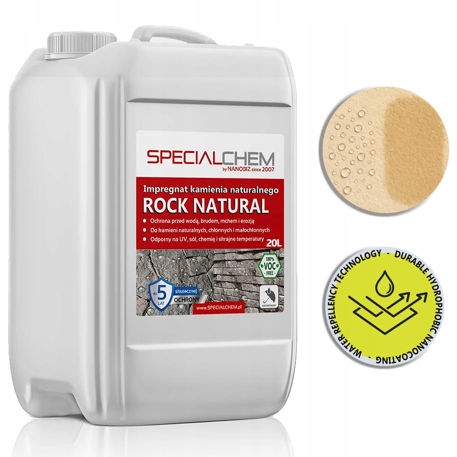 Specialchem Rock Natural 20L 200 m2 vodní eko impregnace na kámen na 5 let