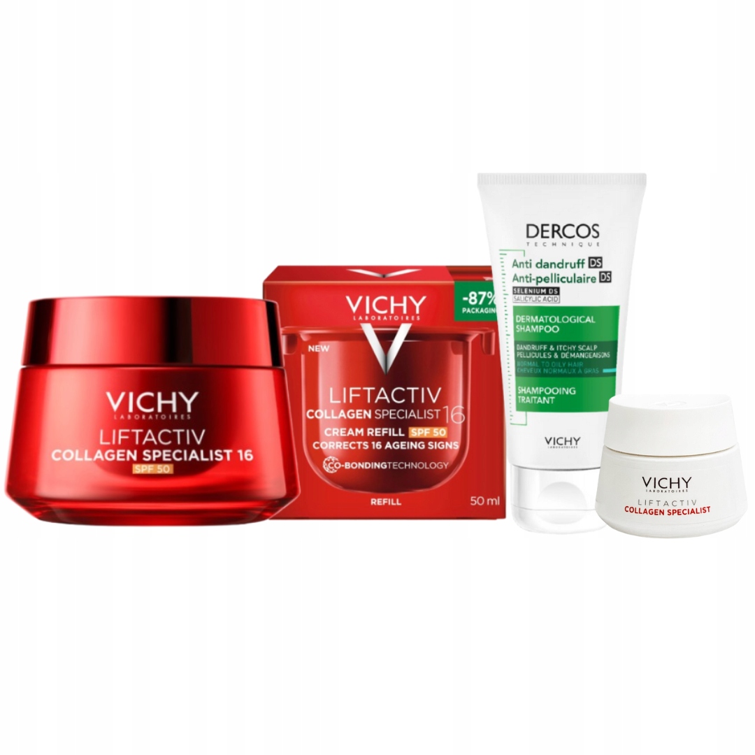 Krem do twarzy Vichy Liftactiv Collagen 16 SPF50 50ml Refill zestaw