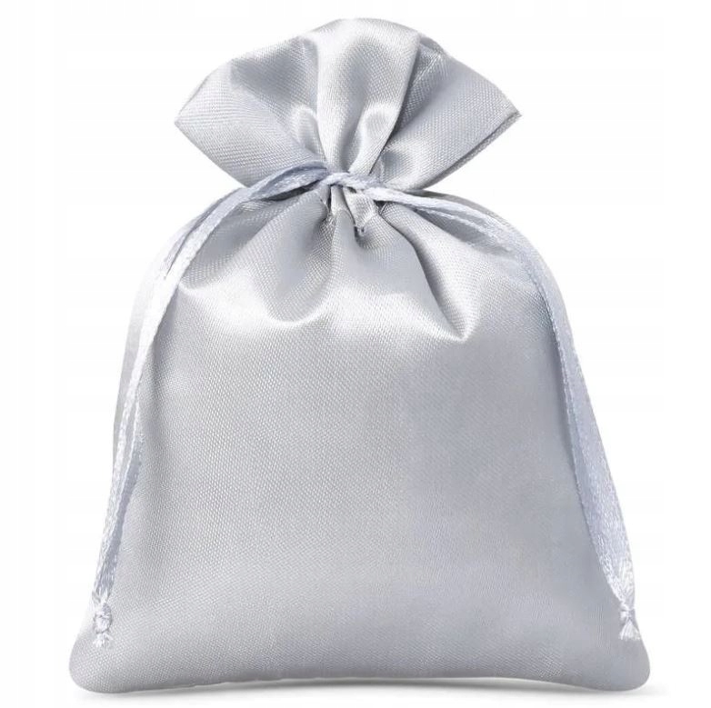 Woreczek satynowy 10 x 15 cm - srebrny