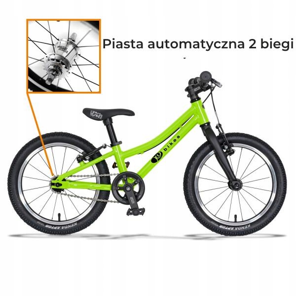 Lekki rower KUbikes 16S Auto 2 biegi Zielony