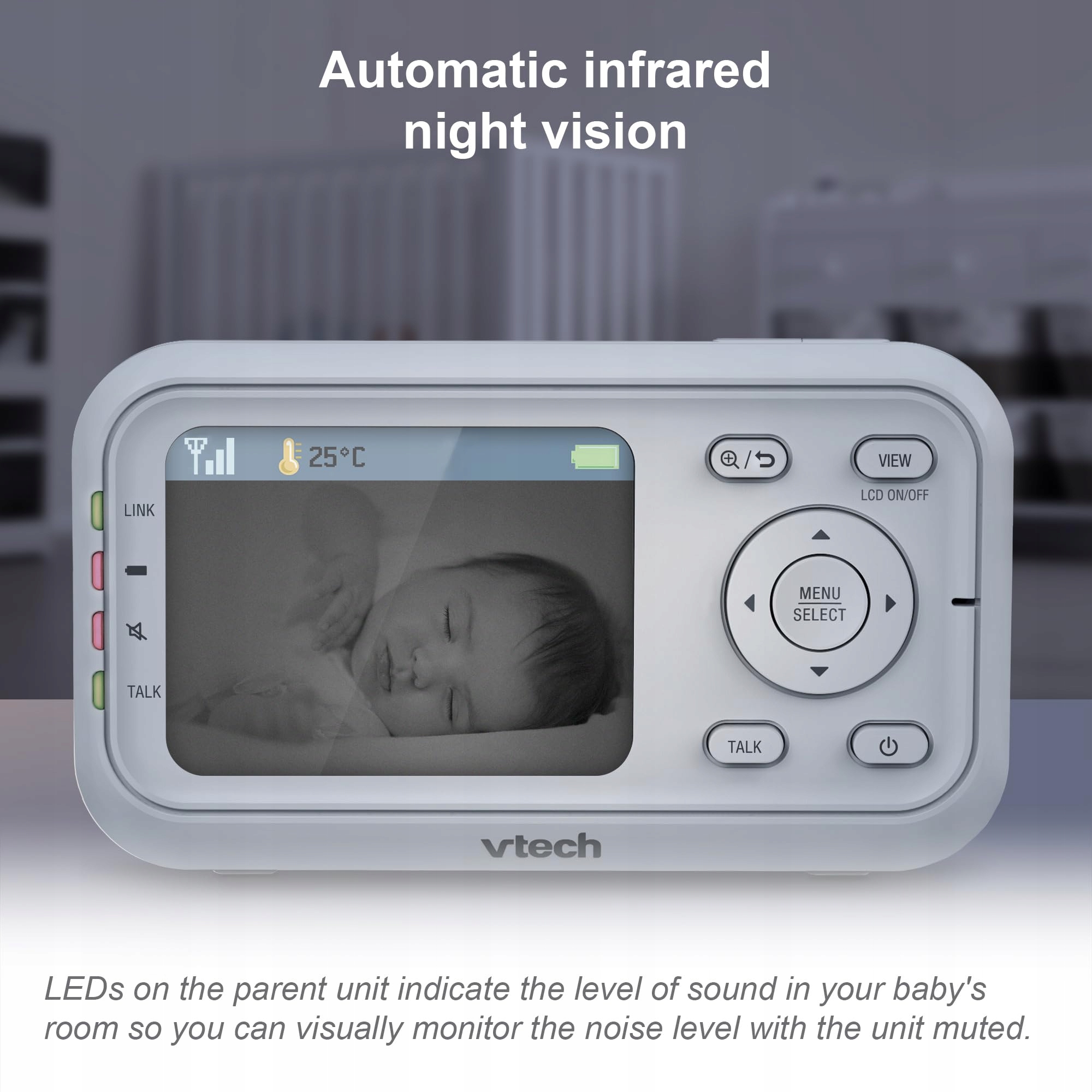 VTECH Babymonitor Kamera LCD Ekran 28 Cali Nocna Wizja Dźwięk Lullabies — miniatura 7