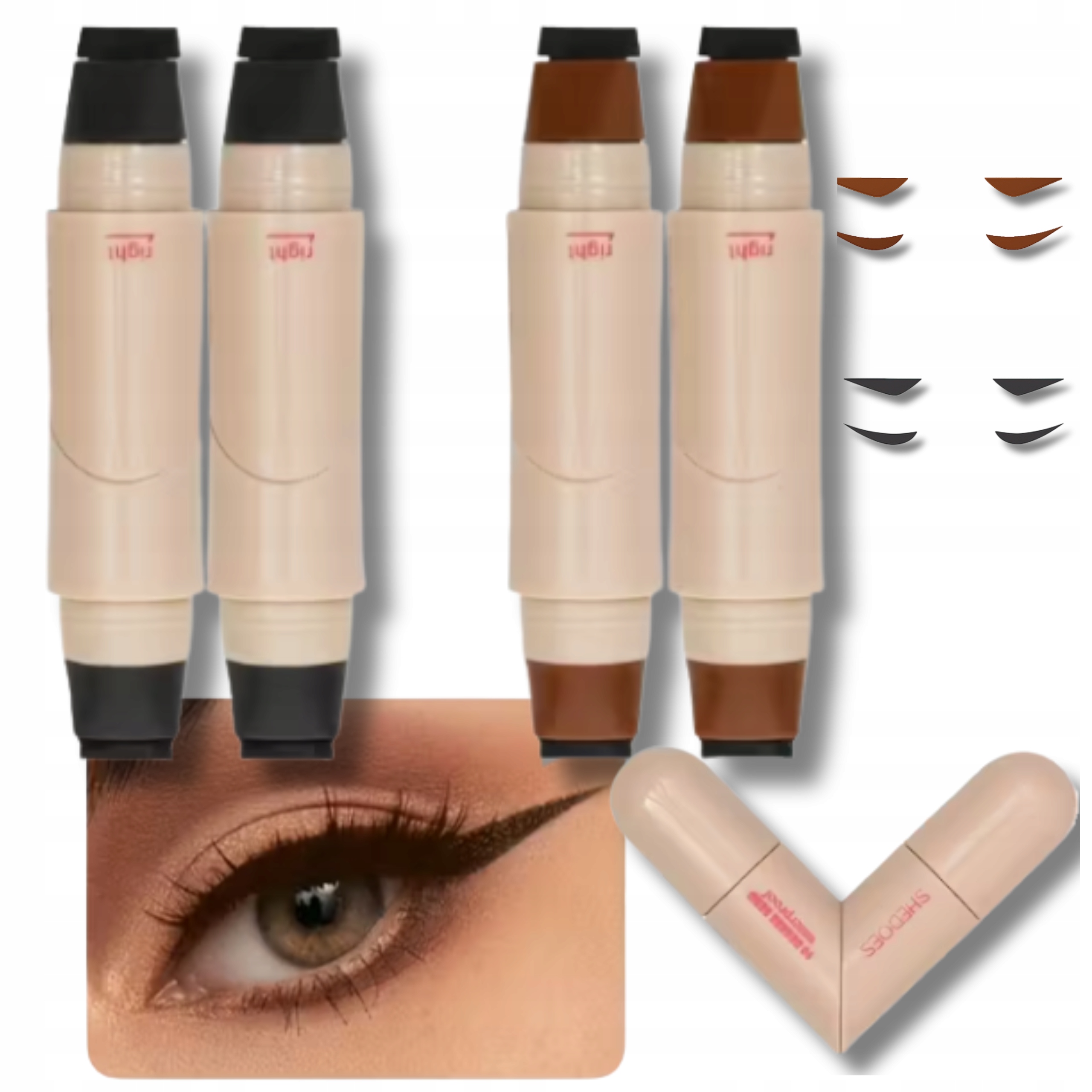 Sada 4xEyeliner Kreska Razítko Tekutá voděodolná tužka Braz Černá