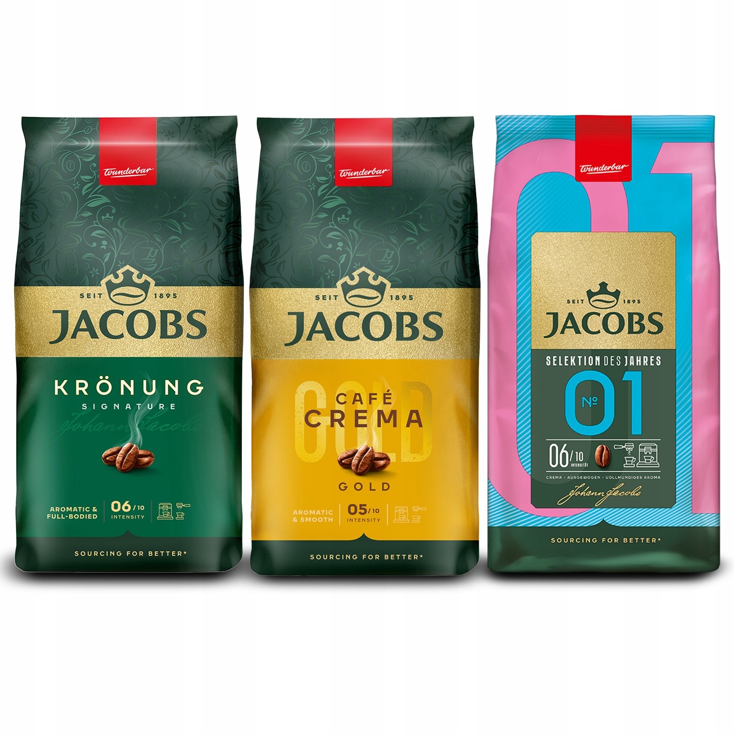 Kawa ziarnista Jacobs Kronung, Crema Gold, Selection of the Year 3x1kg
