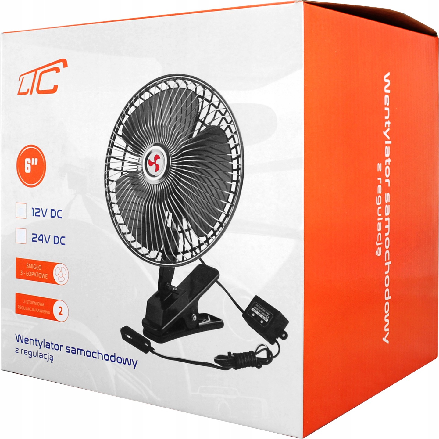 WIATRAK WENTYLATOR SAMOCHODOWY OBROTOWY KLIPS 12V Producent LTC