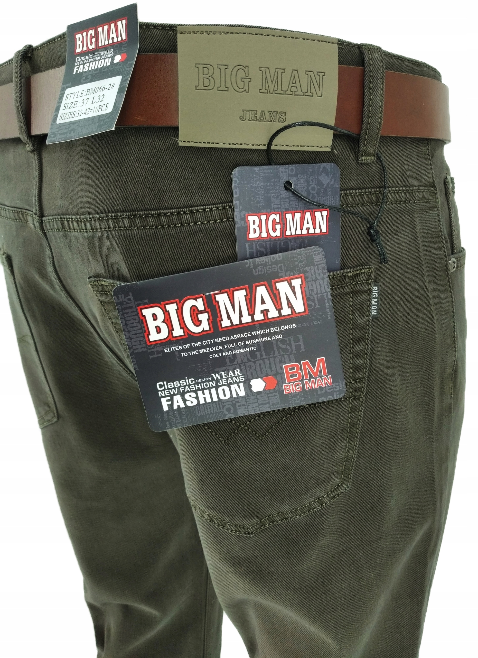 

Spodnie Męskie Jeans Proste Khaki 66 W37 94-96 CM