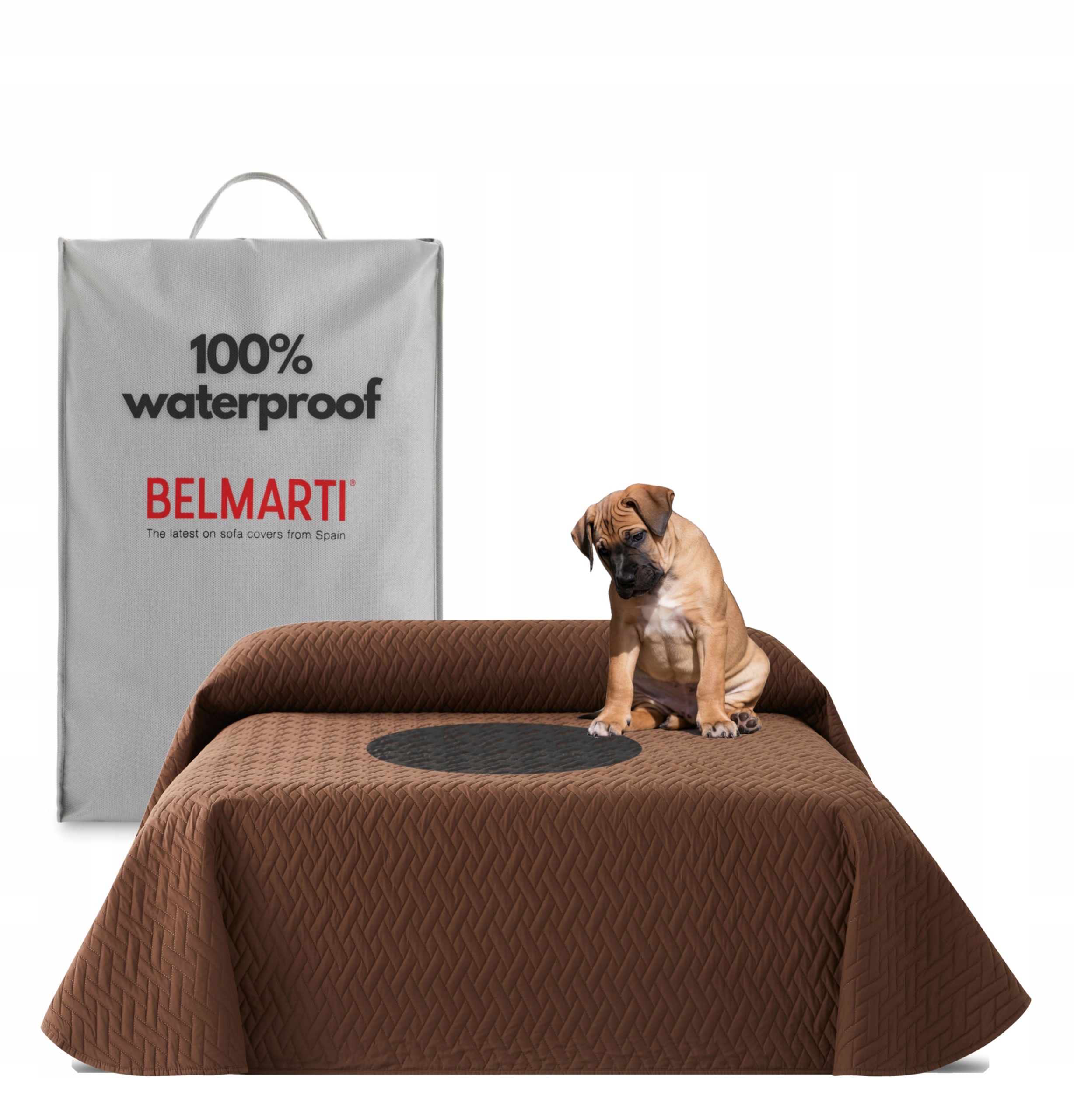 Narzuta na łóżko wodoodporna teflon 230 x 270 cm brązowa pikowana narzuta