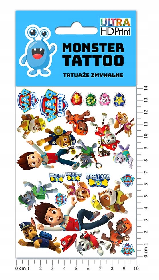 TATUAŻE TYMCZASOWE WODNE DLA DZIECI DZIECIĘCE PSI PATROL WZORY SUPER JAKOŚĆ Kolor dominujący wielokolorowy