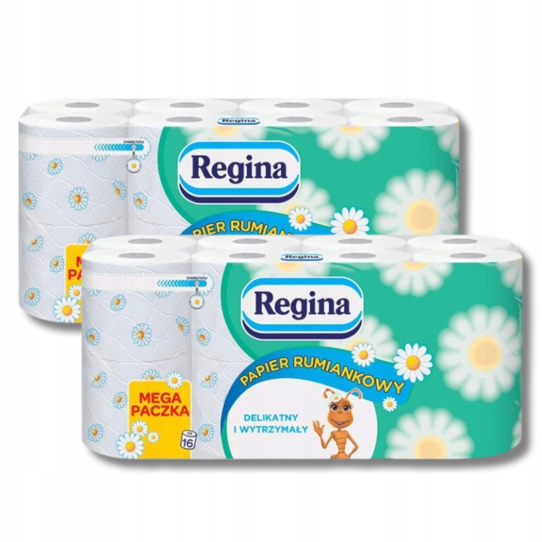 REGINA Papier Toaletowy Rumiankowy Mega PAKA 16 ROLEK x 2 Opakowania