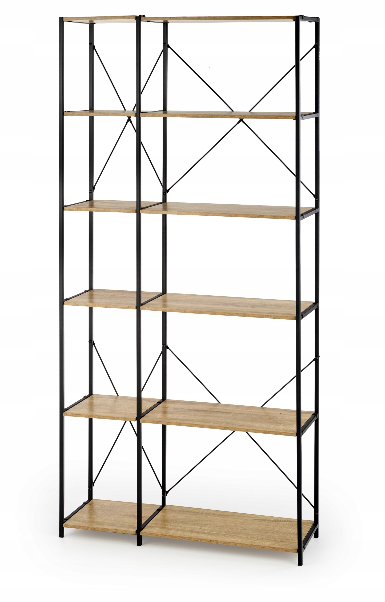 Книжный шкаф черный металл дуб сонома 90X30 / 190CM лофт