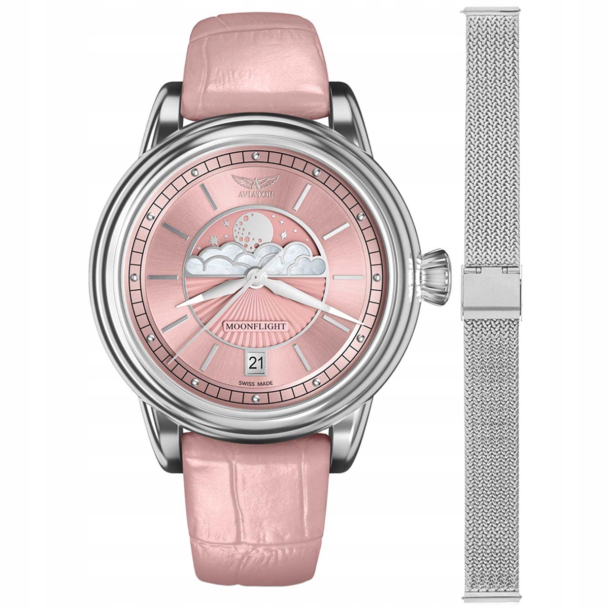 Dámské hodinky Aviator V.1.33.0.257.4-SET stříbrné