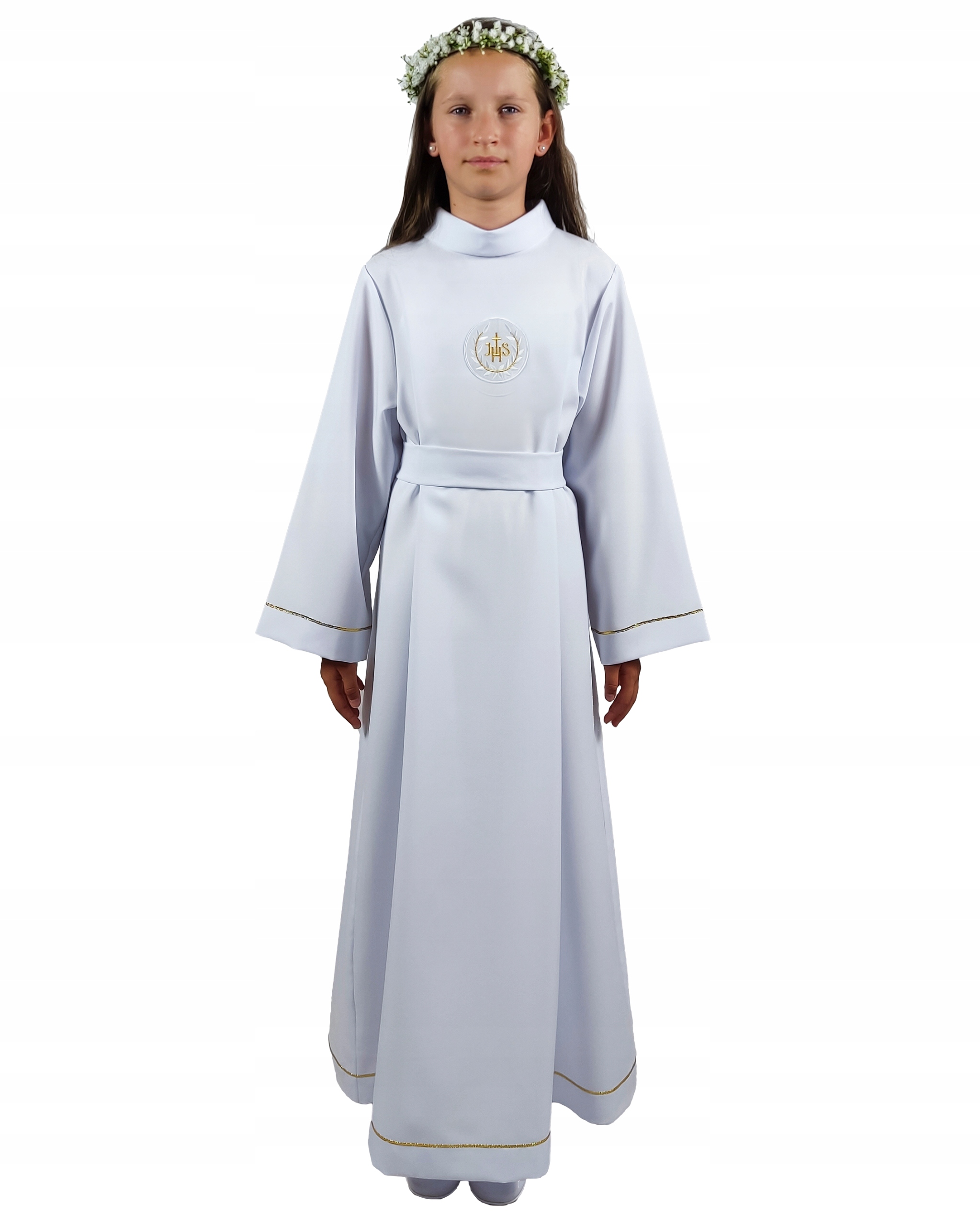 Alba komunijna - z szarfą dla dziewczynki - szyta na miarę