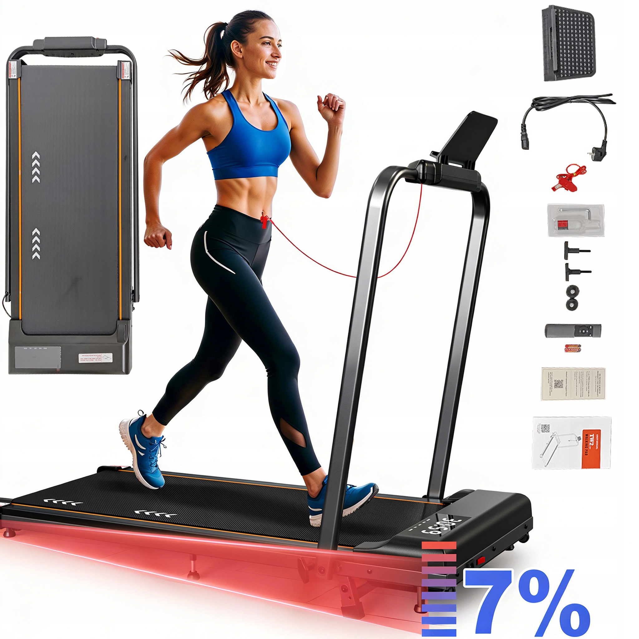 Elektrický běžecký pás pro domácí použití 1-12 km/h, Velký Displej, Tichý, nosnost 120 kg, sklon 7 %