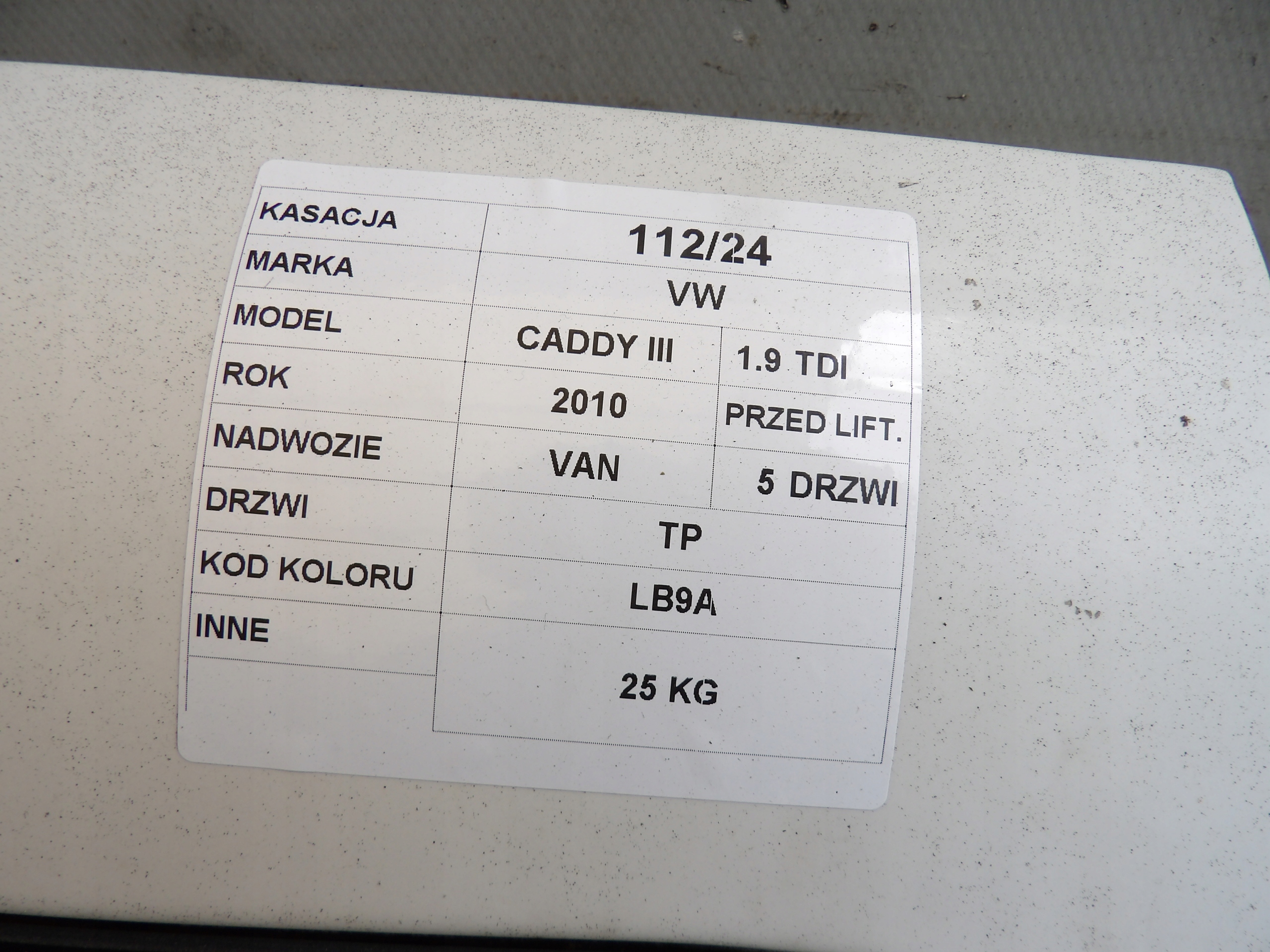 VW CADDY III TÜR HINTEN RECHTS