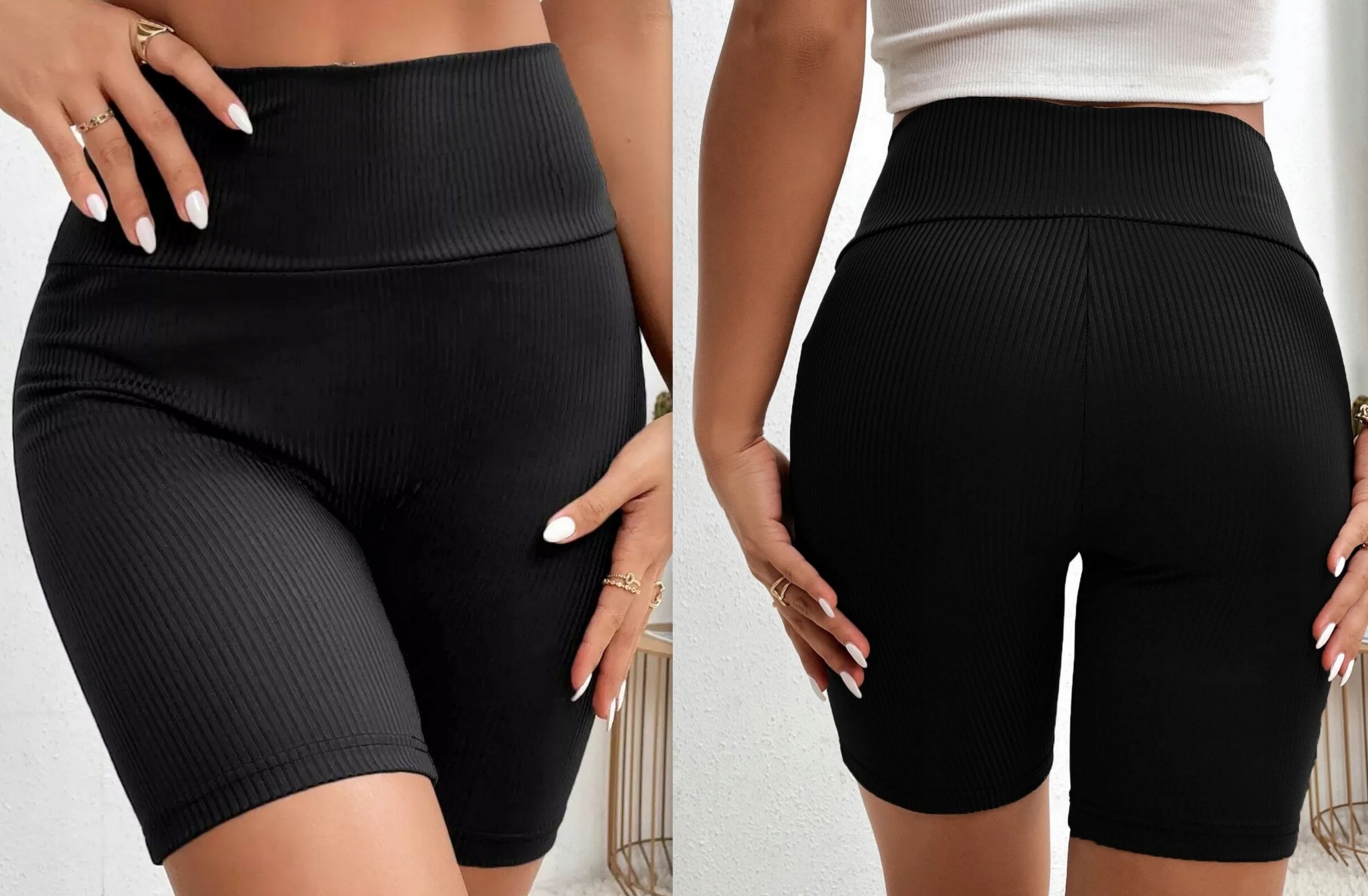 Prążkowane Kolarki Legginsy z Wysokim Stanem Fit Getry L/XL Marka inna