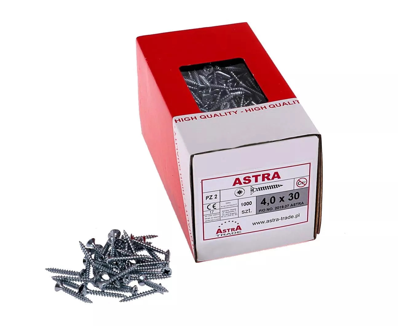 

Wkręty Astra do drewna płyt 4x30 ocynk 1000 szt