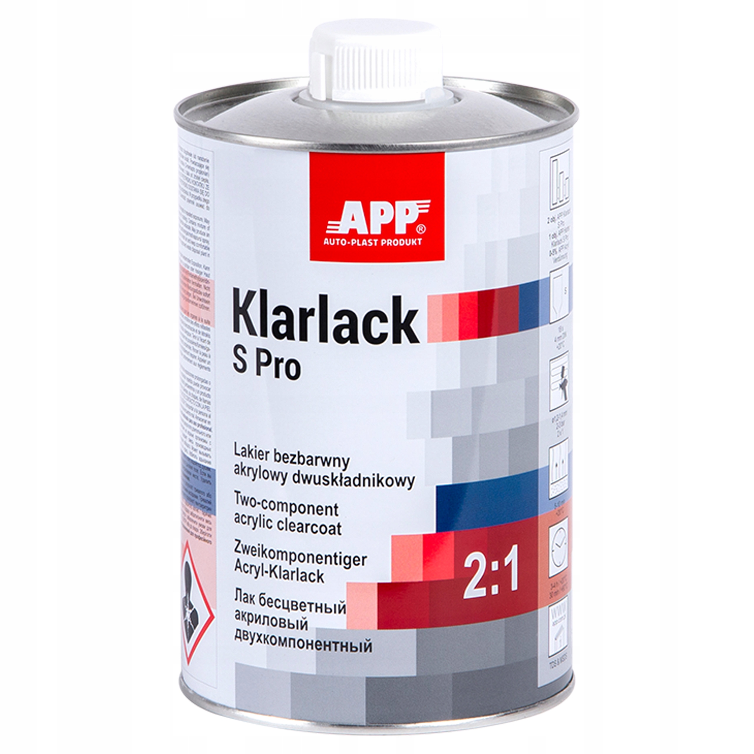 App Klarlack S Pro Lakier bezbarwny akrylowy dwuskładnikowy 1L