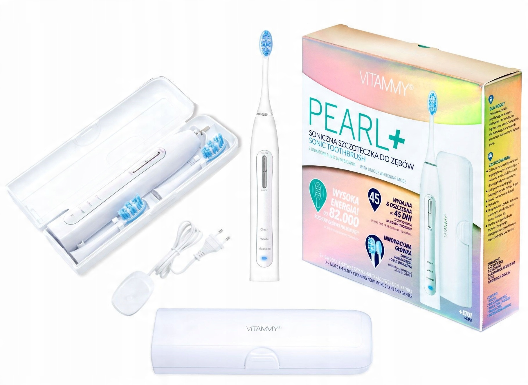 

Soniczna szczoteczka do zębów Vitammy Pearl+ Etui