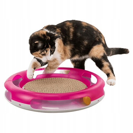 Levně Hračka pro kočky se škrabadlem Race & Scratch, plastic, 37 cm