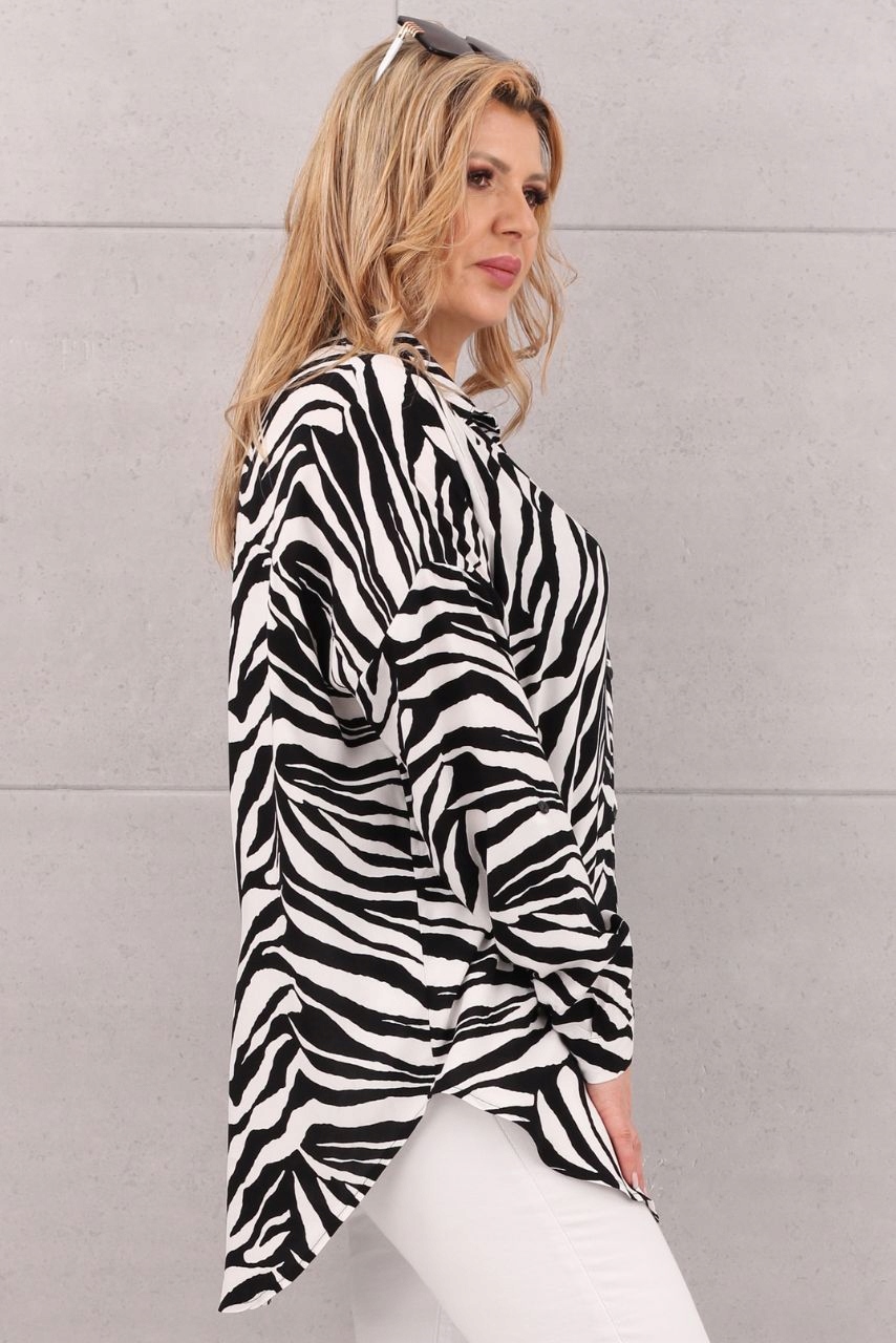 LUŹNA KOSZULA DUŻE ROZMIARY BAWEŁNIANA ELEGANCKA ASYMETRYCZNA ROZPINANA Kolor biały