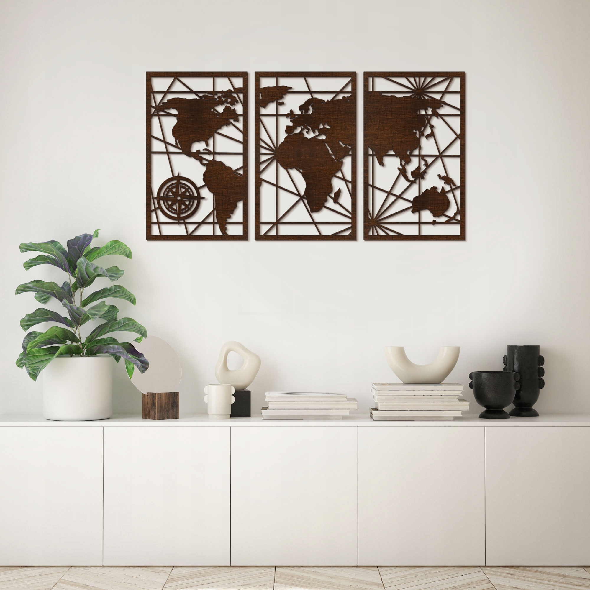 Mapa Świata na ścianę, Komplet 3 paneli Szerokość produktu 120 cm