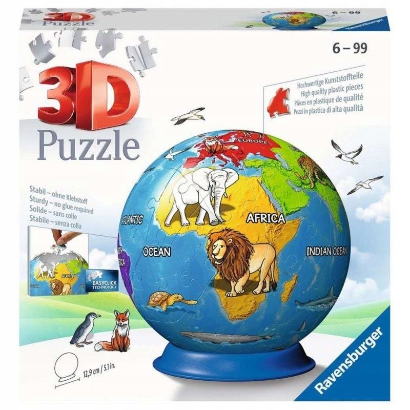 

Puzzle 3D 72 Dziecinny Globus, Ravensburger