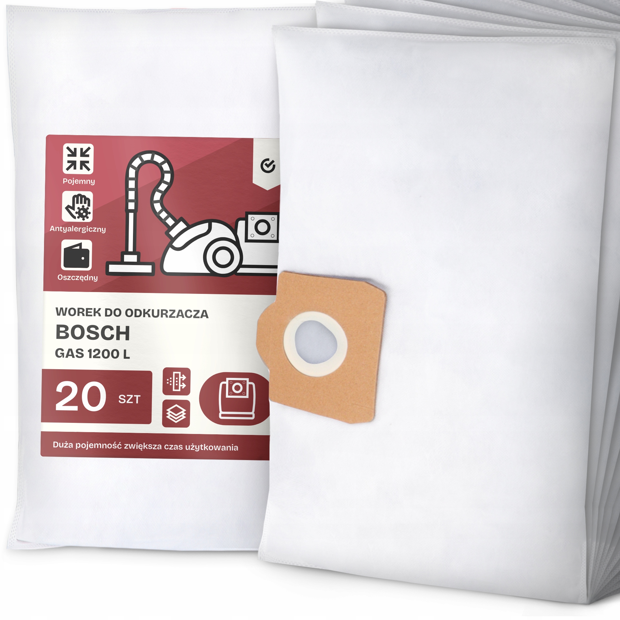 20x Sáček Do Vysavače Bosch Gas 1200 L Syntetický Textilní Velký Sáček