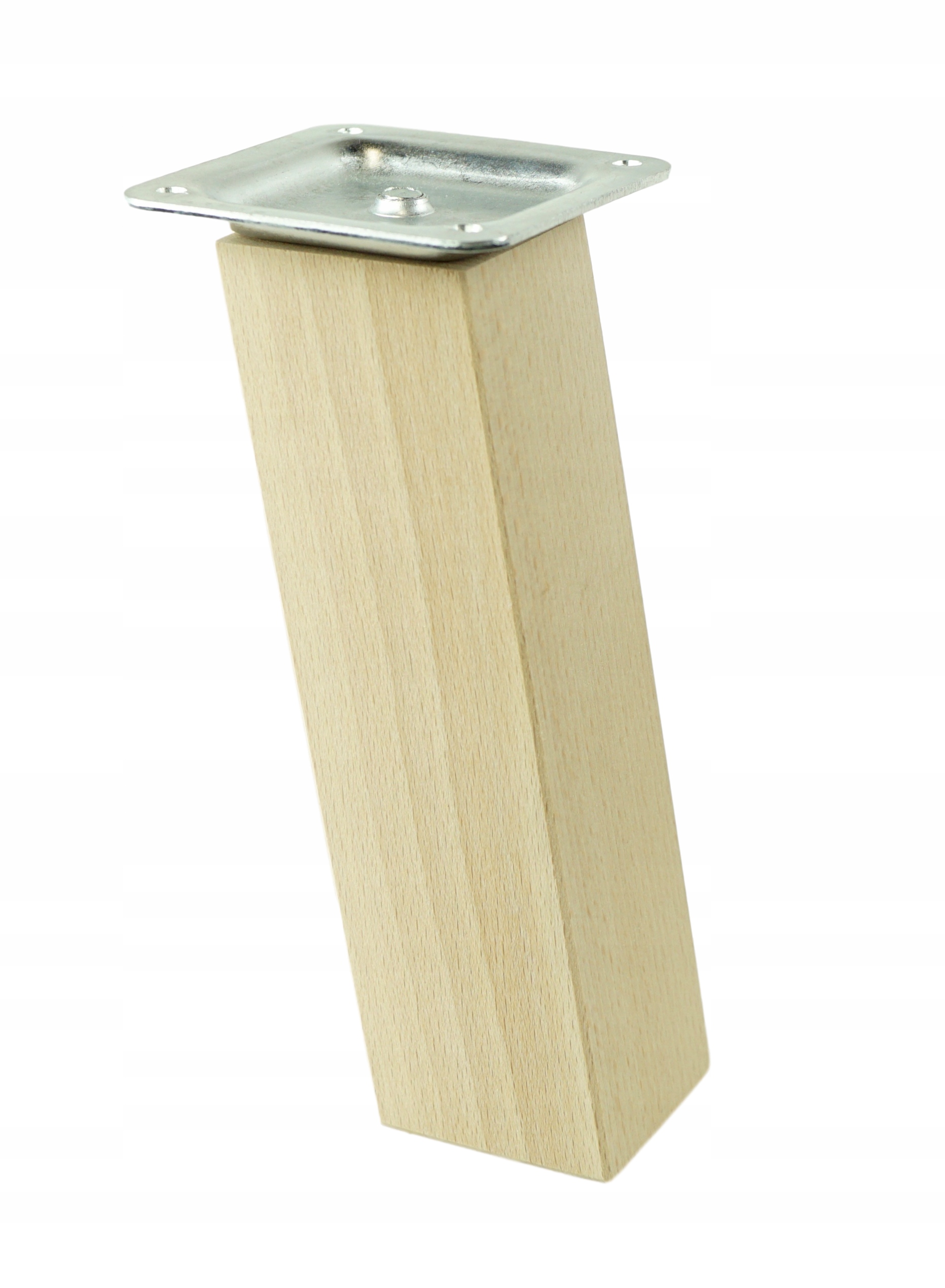 

Nóżka skośna buk 20 cm kwadrat 45 x 45 mm z blachą