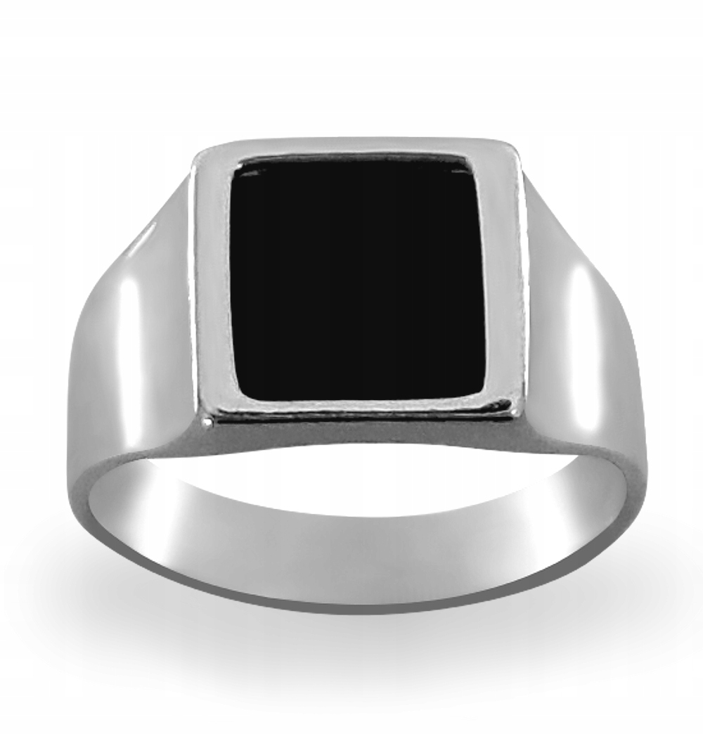 30 Stříbrný Prsten S Onyxem Čtverec Ryzost 925 Gravírování