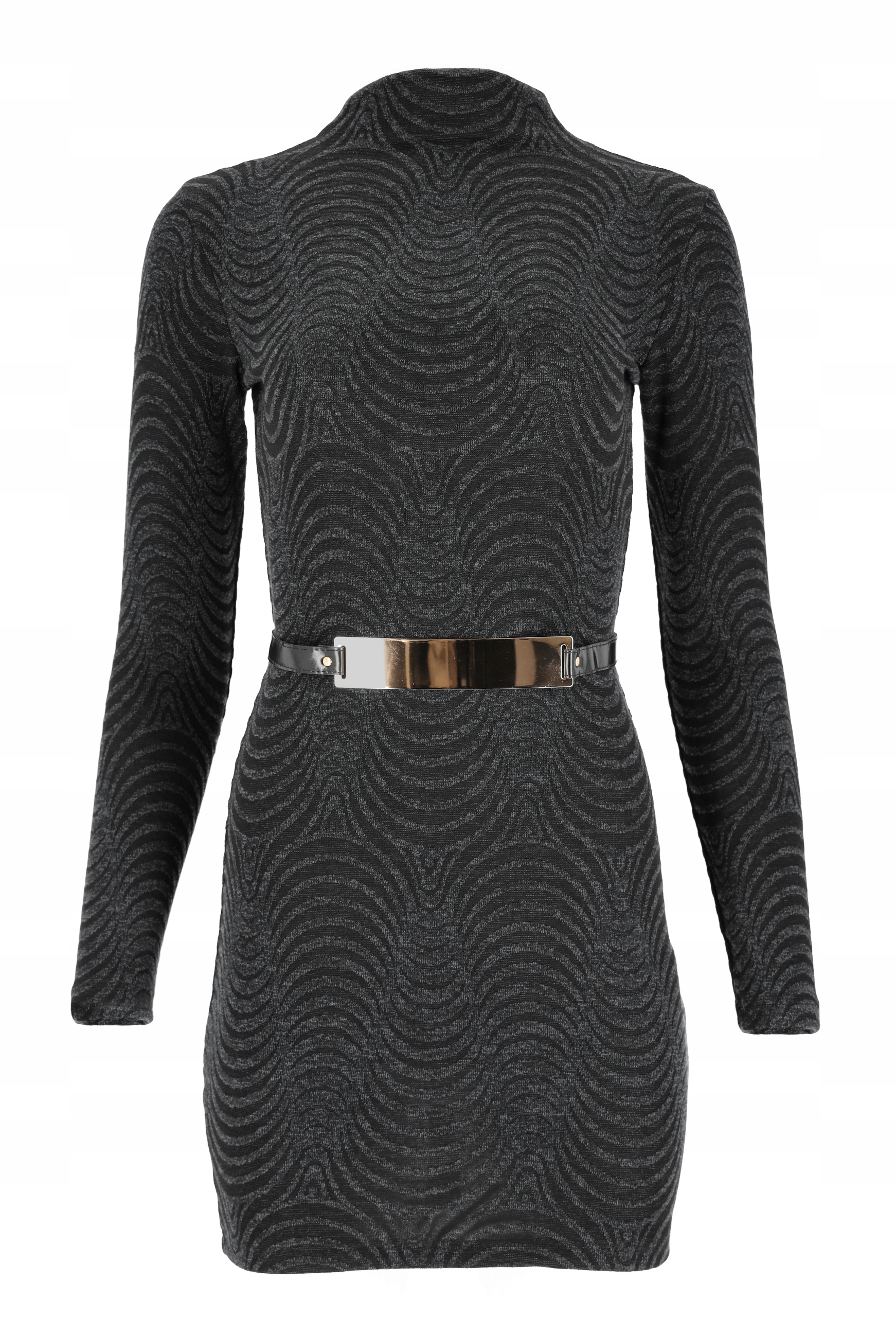 Šaty Dámská Elegantní Tunika S Úzkým Rolákem A Dlouhým Rukávem Se Vzory