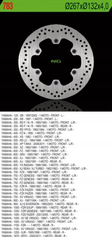 Brzdová Kotúčka Predná/zadná Yamaha XV 750/1100 (267X132X4) (6x8,25 mm)