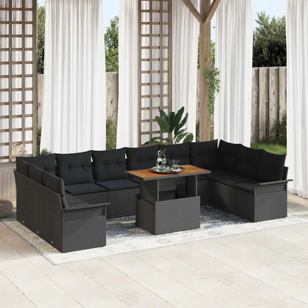Sada zahradních pohovek 11 pcs Černá 100 x 55 x 73 cm Černá 3349386