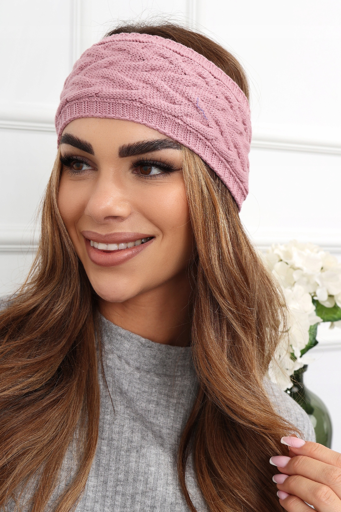 OPASKA DAMSKA NA GŁOWĘ USZY NAUSZNIKI TURBAN CZAPKA CIEPŁA SZEROKA RÓŻOWA Marka inna