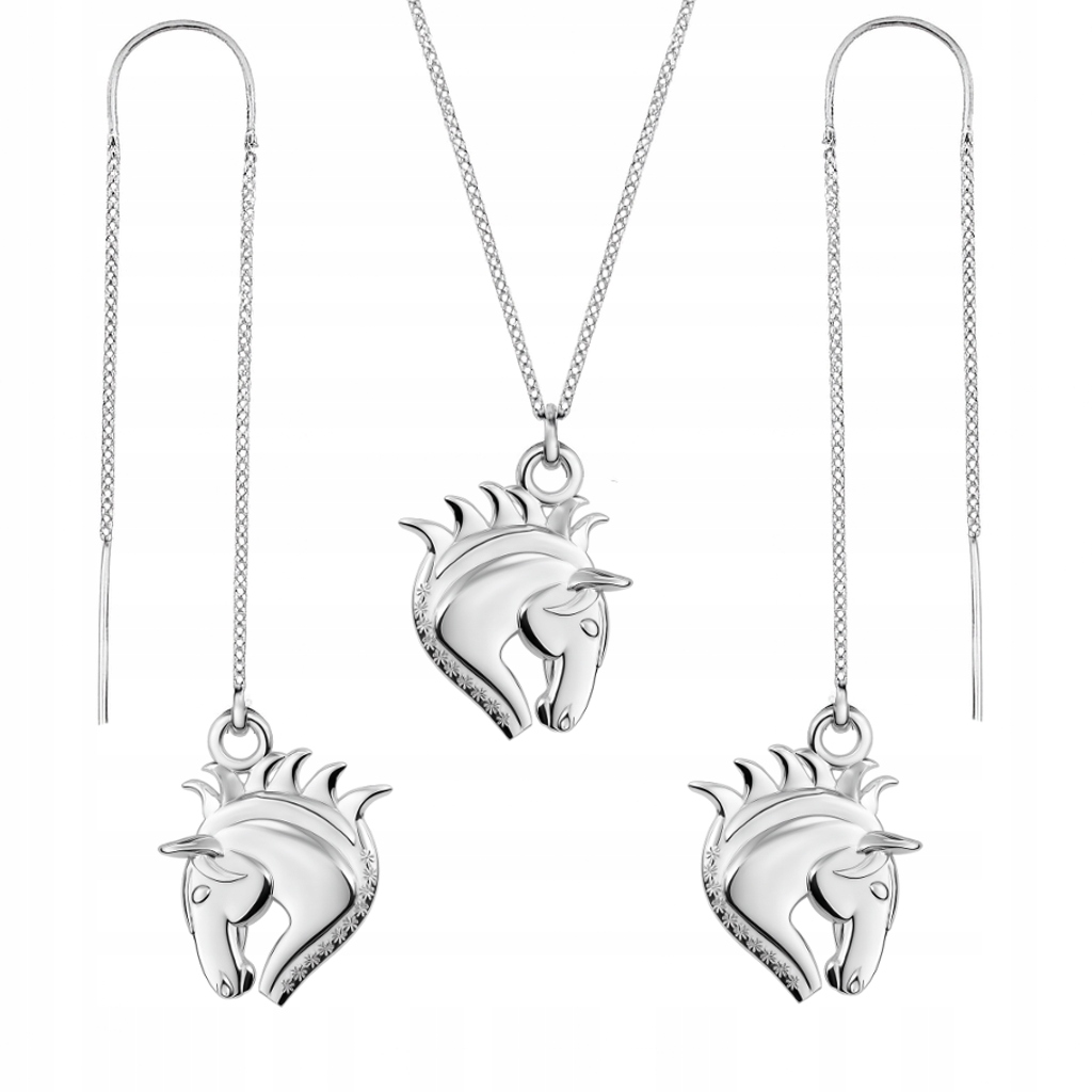 Stříbrný komplet šperků Kůň Hlava koně Pro koně Stříbro 925