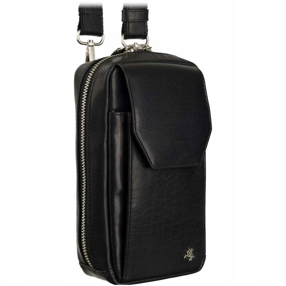 Černá kožená pánská taška Visconti s nastavitelným Pásek Vnější kapsy