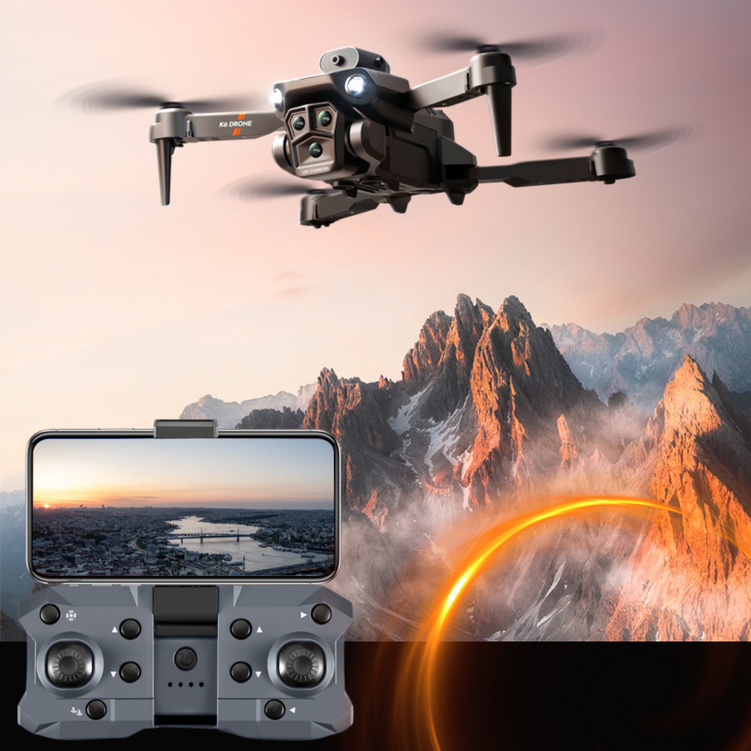 DRON S KAMEROU 4K HRAČKA DRON DIAĽKOVO OVLÁDANÁ VYHÝBANIE SA PREKÁŽKAM ZAWIS 750 Model K6 PRO MAX