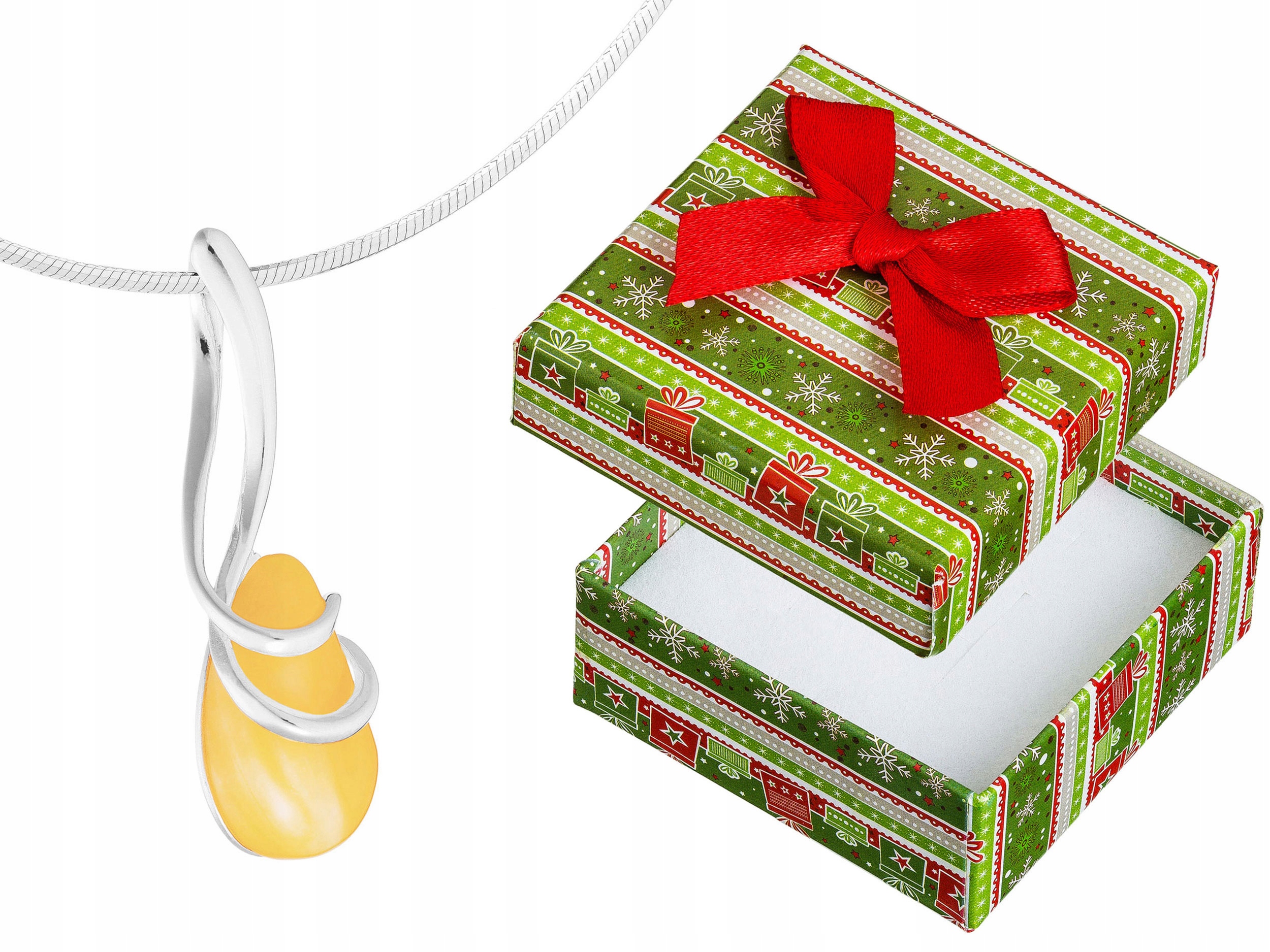 Dlouhý Stříbrný Náhrdelník Kapka s Mléčným Jantarem Slza Jantar 90 cm