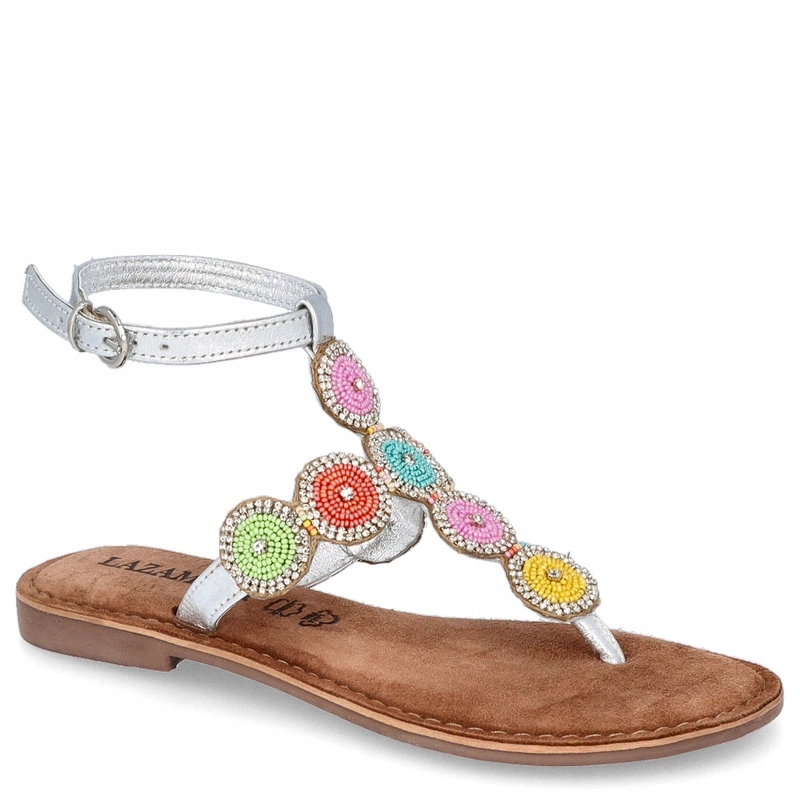 Dámské kožené sandály Lazamani LA75452 Stříbrné 39