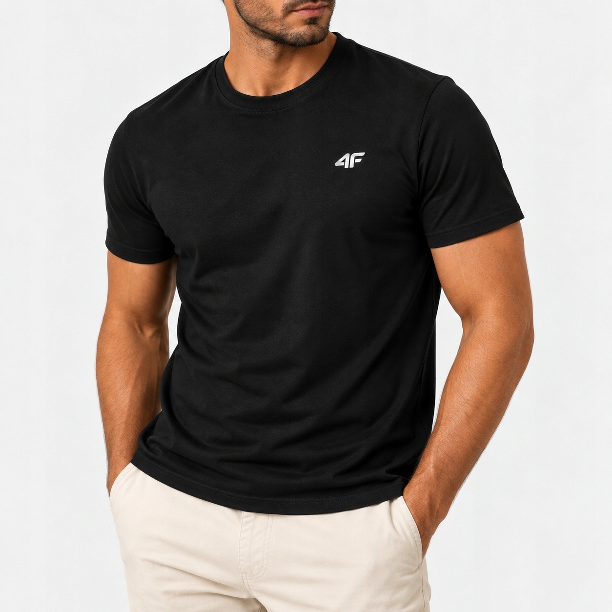 Koszulka Męska T-shirt 4F Bawełniana Regular Głęboka Czerń L