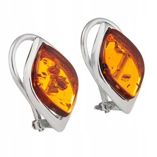 Stříbrné Klipsy s originálním přírodním Jantarem stříbro 925 dárek Pro Maminku