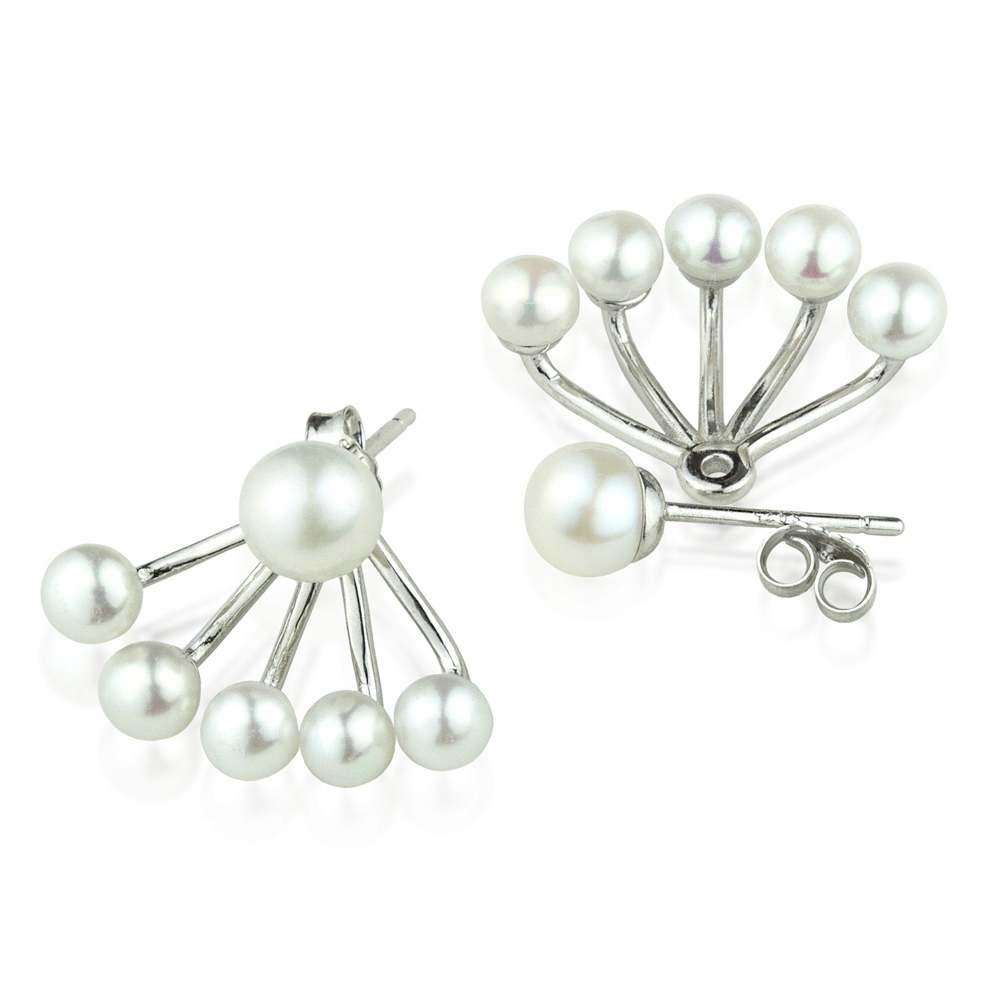 Modulární Stříbrné Náušnice S Pravými Perlami