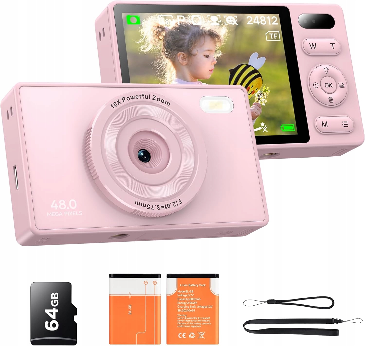 Digitálny Fotoaparát Peeipm 64 Gb Kompaktný 48MP Videokamera Na Vlogovanie Pro
