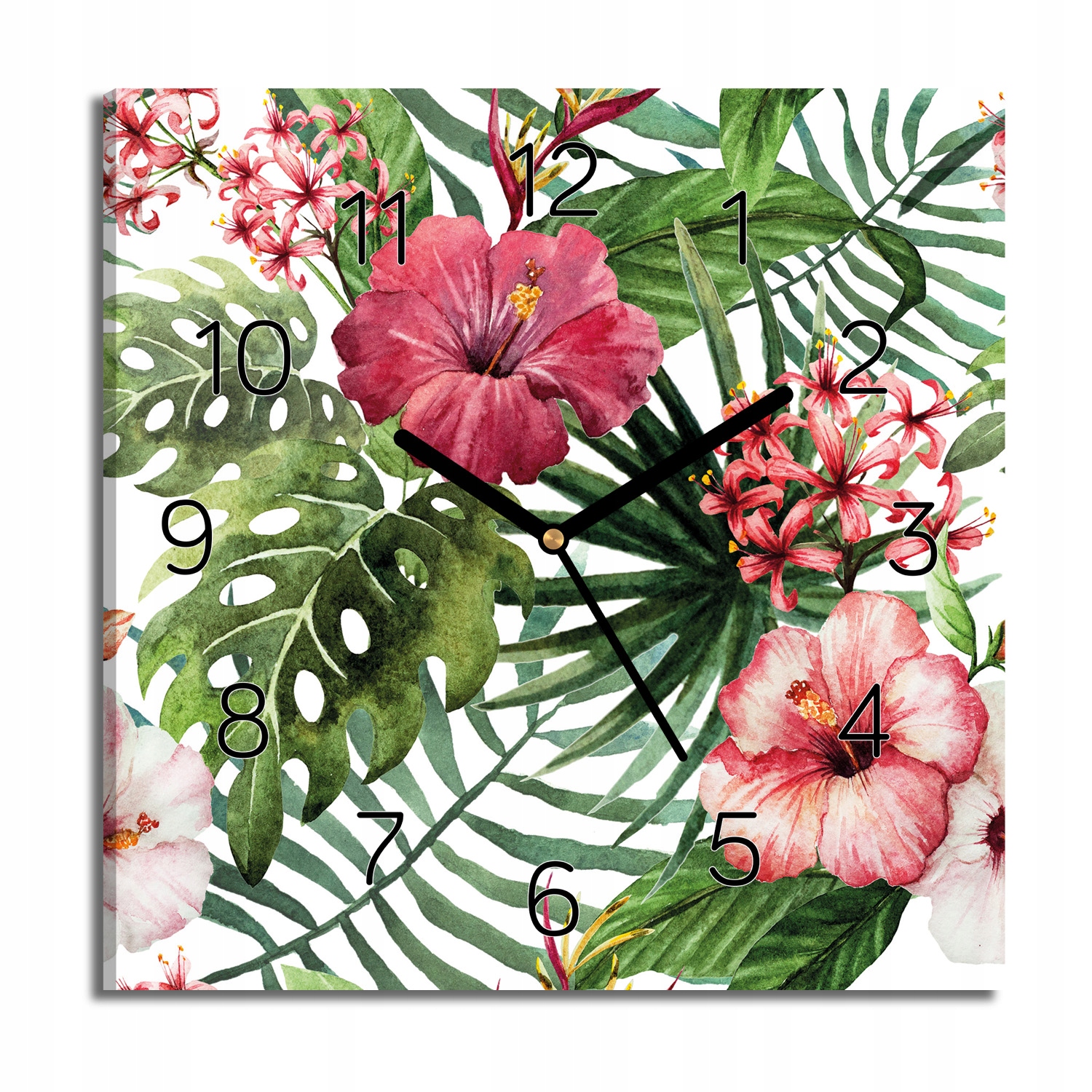 hodiny canvas Hibiskus listy vzor s fotografií 30x30