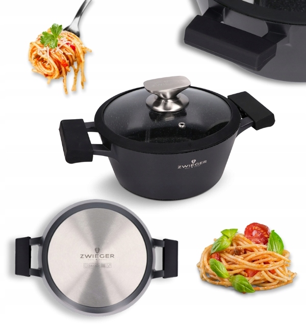 Zwieger Black Stone Garnek Pokrywka 20 CM 2 L Non-stick Greblon