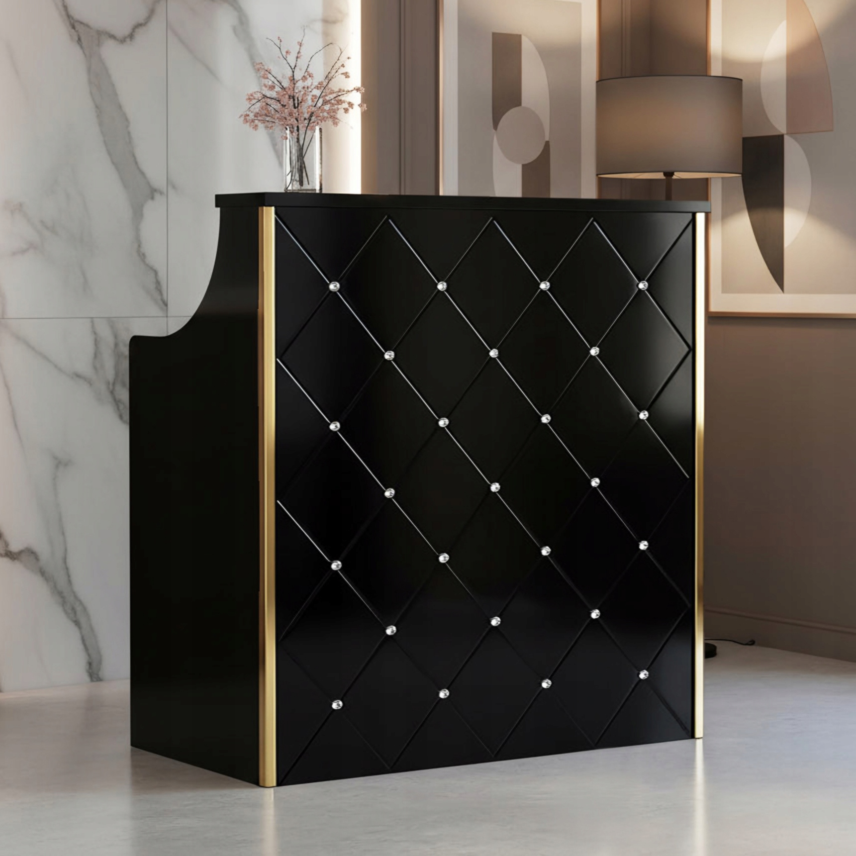 Kadeřnická recepce lakovaná Diamond 100 cm kosmetická do Spa salonu