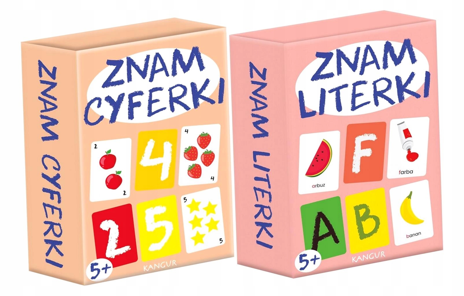 Znam Literki+ Znam Cyferki Gra Planszowa Mini Kangur Pakiet