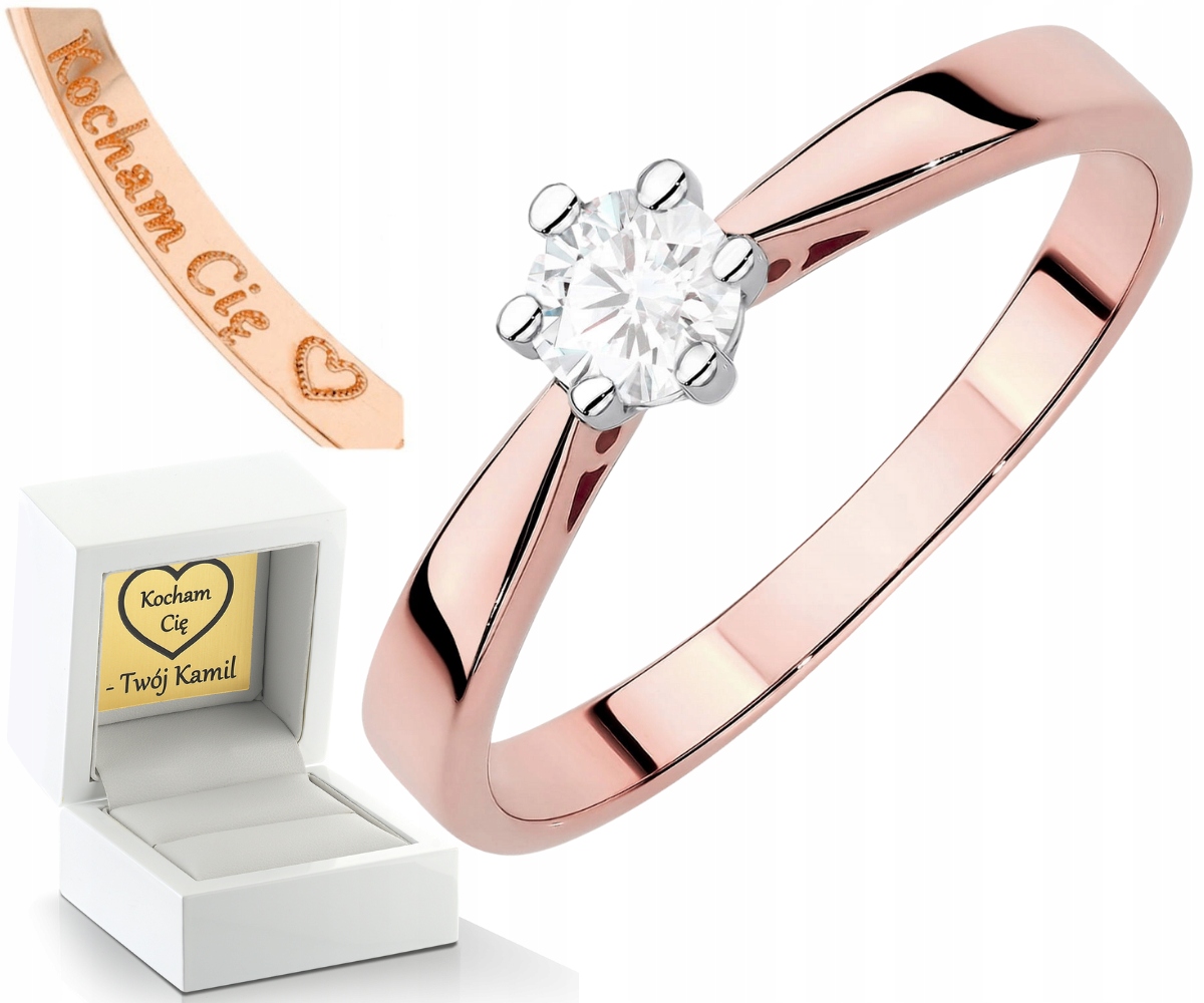 Prstýnek S Laboratorním Briliantem Růžové Zlato Gravírování 585 Dárek