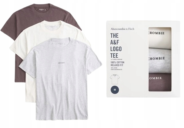 3x tričko Abercrombie&Fitch tričko M 3PAK 3-pack Relaxed Fit